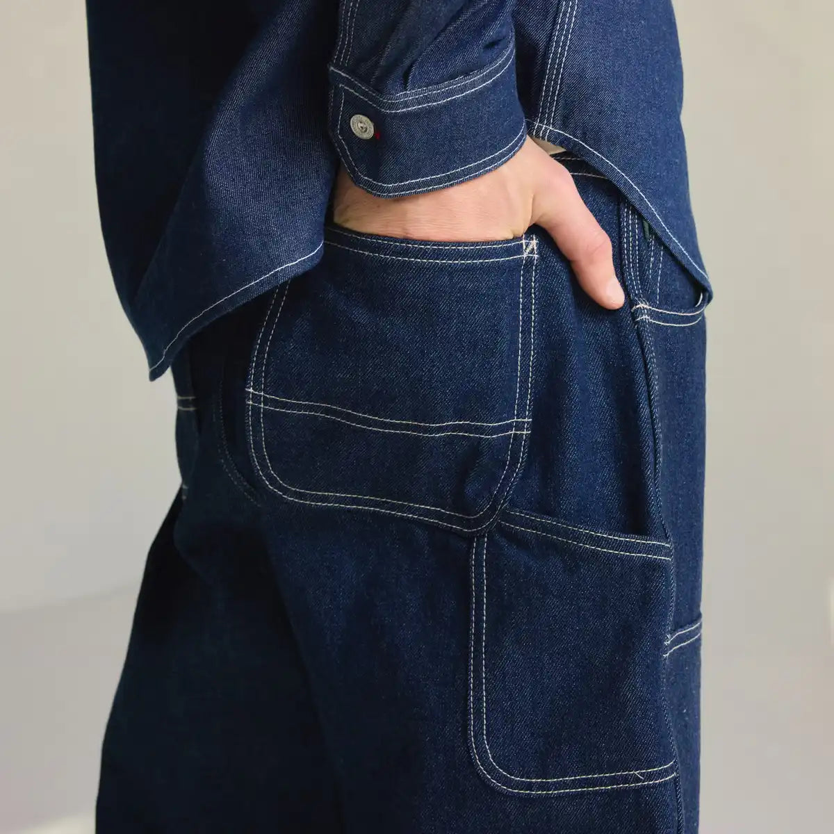 Men's Kenton Double Knee Pants Denim Dark Wash Indigo - Image 6