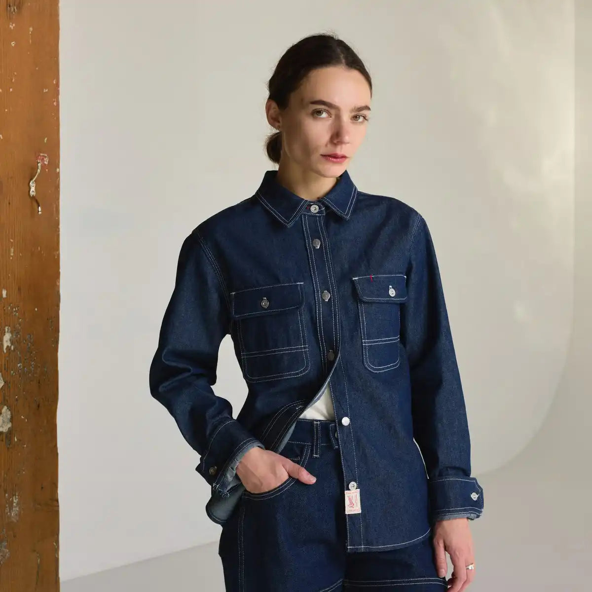 Women's Larch Mt Denim Shirt Dark Wash Indigo - Image 5